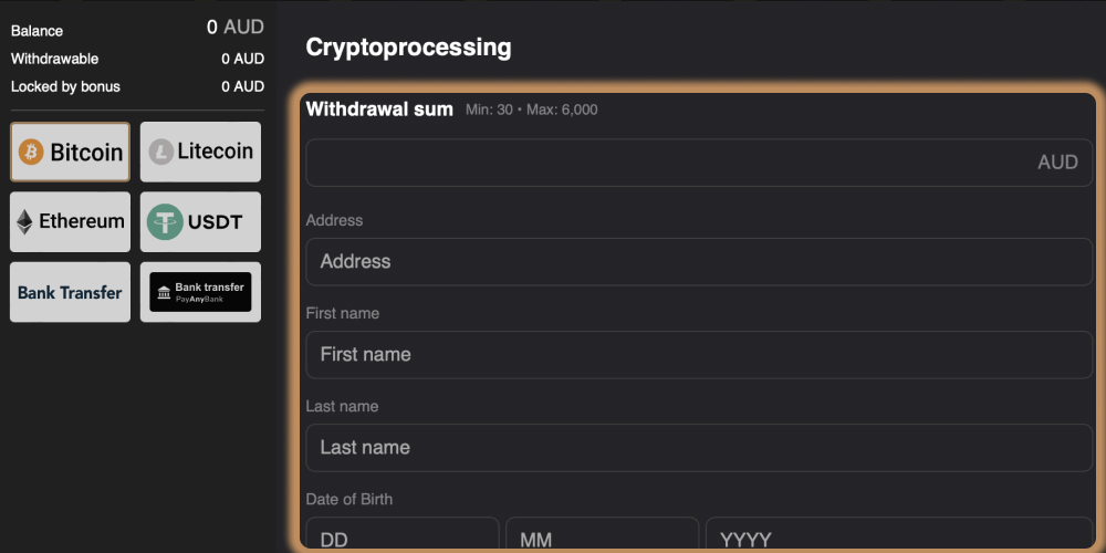 withdraw step 4 enter amount and details